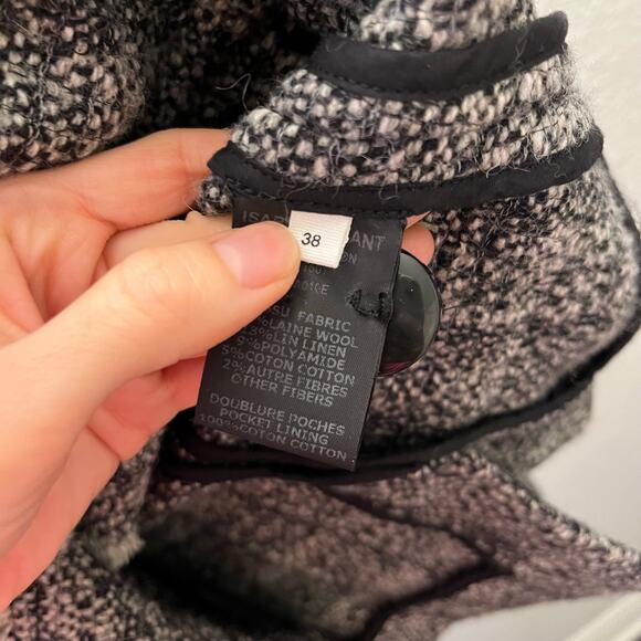 Isabel Marant Étoile Black White Tweed Blazer Jacket Wool Linen Size 38 - Picture 6 of 7